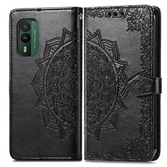 Custodia Portafoglio In Pelle Fantasia Modello Cover con Supporto per Nokia XR21 Nero