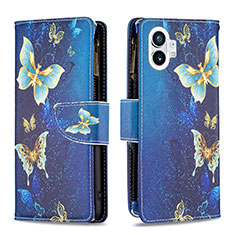 Custodia Portafoglio In Pelle Fantasia Modello Cover con Supporto per Nothing Phone 1 Blu