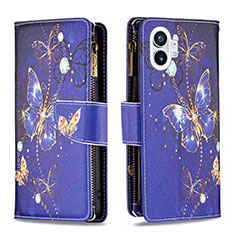 Custodia Portafoglio In Pelle Fantasia Modello Cover con Supporto per Nothing Phone 1 Blu Notte