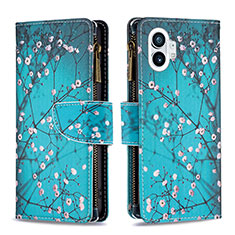 Custodia Portafoglio In Pelle Fantasia Modello Cover con Supporto per Nothing Phone 1 Ciano