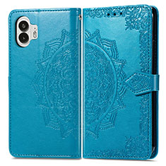 Custodia Portafoglio In Pelle Fantasia Modello Cover con Supporto per Nothing Phone 2 Blu