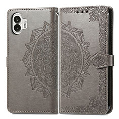 Custodia Portafoglio In Pelle Fantasia Modello Cover con Supporto per Nothing Phone 2 Grigio