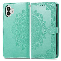 Custodia Portafoglio In Pelle Fantasia Modello Cover con Supporto per Nothing Phone 2 Verde