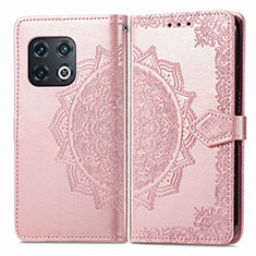 Custodia Portafoglio In Pelle Fantasia Modello Cover con Supporto per OnePlus 10 Pro 5G Oro Rosa