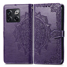 Custodia Portafoglio In Pelle Fantasia Modello Cover con Supporto per OnePlus 10T 5G Viola