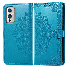 Custodia Portafoglio In Pelle Fantasia Modello Cover con Supporto per OnePlus 9 5G Blu