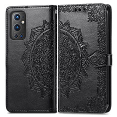 Custodia Portafoglio In Pelle Fantasia Modello Cover con Supporto per OnePlus 9 Pro 5G Nero