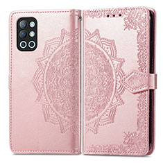 Custodia Portafoglio In Pelle Fantasia Modello Cover con Supporto per OnePlus 9R 5G Oro Rosa