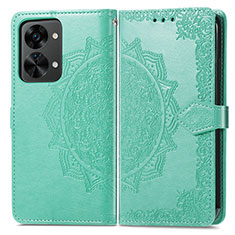 Custodia Portafoglio In Pelle Fantasia Modello Cover con Supporto per OnePlus Nord 2T 5G Verde