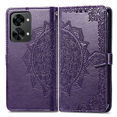 Custodia Portafoglio In Pelle Fantasia Modello Cover con Supporto per OnePlus Nord 2T 5G Viola