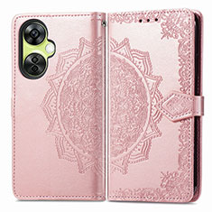 Custodia Portafoglio In Pelle Fantasia Modello Cover con Supporto per OnePlus Nord CE 3 5G Oro Rosa