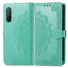 Custodia Portafoglio In Pelle Fantasia Modello Cover con Supporto per OnePlus Nord CE 5G Verde