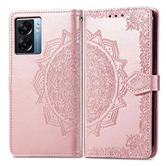 Custodia Portafoglio In Pelle Fantasia Modello Cover con Supporto per OnePlus Nord N300 5G Oro Rosa