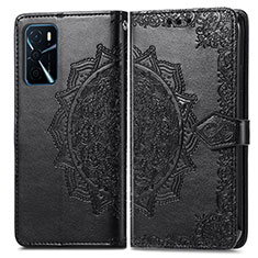 Custodia Portafoglio In Pelle Fantasia Modello Cover con Supporto per Oppo A16 Nero