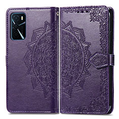 Custodia Portafoglio In Pelle Fantasia Modello Cover con Supporto per Oppo A16 Viola