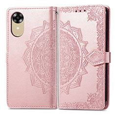 Custodia Portafoglio In Pelle Fantasia Modello Cover con Supporto per Oppo A17K Oro Rosa