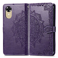 Custodia Portafoglio In Pelle Fantasia Modello Cover con Supporto per Oppo A17K Viola