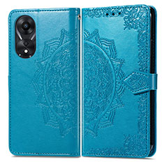 Custodia Portafoglio In Pelle Fantasia Modello Cover con Supporto per Oppo A18 Blu