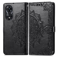 Custodia Portafoglio In Pelle Fantasia Modello Cover con Supporto per Oppo A18 Nero