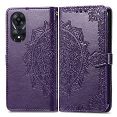 Custodia Portafoglio In Pelle Fantasia Modello Cover con Supporto per Oppo A18 Viola