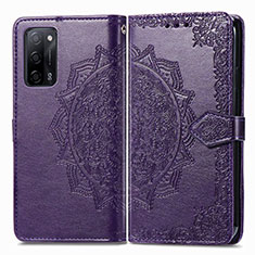 Custodia Portafoglio In Pelle Fantasia Modello Cover con Supporto per Oppo A53s 5G Viola