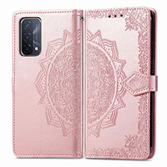 Custodia Portafoglio In Pelle Fantasia Modello Cover con Supporto per Oppo A54 5G Oro Rosa