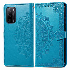 Custodia Portafoglio In Pelle Fantasia Modello Cover con Supporto per Oppo A55 5G Blu