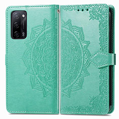 Custodia Portafoglio In Pelle Fantasia Modello Cover con Supporto per Oppo A55 5G Verde