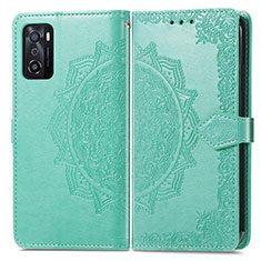 Custodia Portafoglio In Pelle Fantasia Modello Cover con Supporto per Oppo A55S 5G Verde