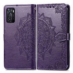 Custodia Portafoglio In Pelle Fantasia Modello Cover con Supporto per Oppo A55S 5G Viola