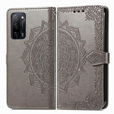 Custodia Portafoglio In Pelle Fantasia Modello Cover con Supporto per Oppo A56 5G Grigio