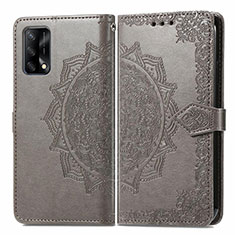 Custodia Portafoglio In Pelle Fantasia Modello Cover con Supporto per Oppo A74 4G Grigio