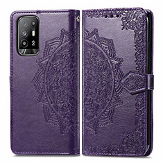 Custodia Portafoglio In Pelle Fantasia Modello Cover con Supporto per Oppo A95 5G Viola