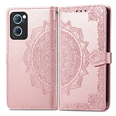 Custodia Portafoglio In Pelle Fantasia Modello Cover con Supporto per Oppo F21 Pro 4G Oro Rosa