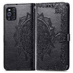 Custodia Portafoglio In Pelle Fantasia Modello Cover con Supporto per Oppo Find X3 Pro 5G Nero