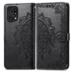 Custodia Portafoglio In Pelle Fantasia Modello Cover con Supporto per Oppo Find X5 Pro 5G Nero