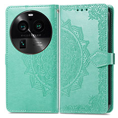 Custodia Portafoglio In Pelle Fantasia Modello Cover con Supporto per Oppo Find X6 5G Verde