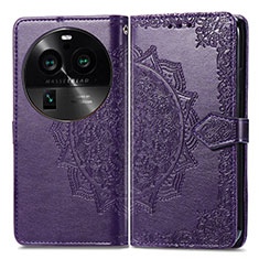 Custodia Portafoglio In Pelle Fantasia Modello Cover con Supporto per Oppo Find X6 Pro 5G Viola