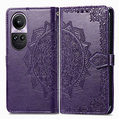 Custodia Portafoglio In Pelle Fantasia Modello Cover con Supporto per Oppo Reno10 5G Viola