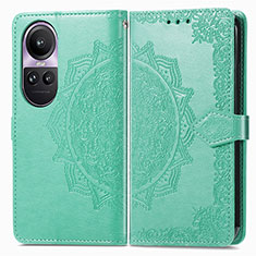 Custodia Portafoglio In Pelle Fantasia Modello Cover con Supporto per Oppo Reno10 Pro 5G Verde