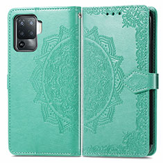 Custodia Portafoglio In Pelle Fantasia Modello Cover con Supporto per Oppo Reno5 F Verde