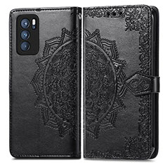 Custodia Portafoglio In Pelle Fantasia Modello Cover con Supporto per Oppo Reno6 Pro 5G India Nero