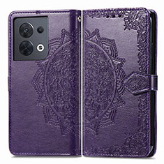 Custodia Portafoglio In Pelle Fantasia Modello Cover con Supporto per Oppo Reno8 5G Viola