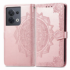 Custodia Portafoglio In Pelle Fantasia Modello Cover con Supporto per Oppo Reno9 Pro 5G Oro Rosa