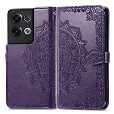 Custodia Portafoglio In Pelle Fantasia Modello Cover con Supporto per Oppo Reno9 Pro+ Plus 5G Viola