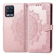 Custodia Portafoglio In Pelle Fantasia Modello Cover con Supporto per Realme 8 4G Oro Rosa