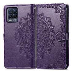 Custodia Portafoglio In Pelle Fantasia Modello Cover con Supporto per Realme 8 Pro Viola