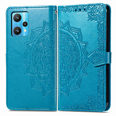 Custodia Portafoglio In Pelle Fantasia Modello Cover con Supporto per Realme 9 4G Blu