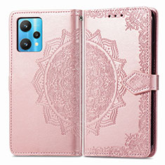 Custodia Portafoglio In Pelle Fantasia Modello Cover con Supporto per Realme 9 4G Oro Rosa