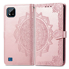 Custodia Portafoglio In Pelle Fantasia Modello Cover con Supporto per Realme C11 (2021) Oro Rosa